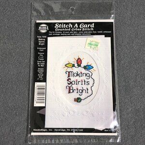 NMI Stitch A Card Counted Cross Stitch Kit Christmas 4"x5" Embossed Card